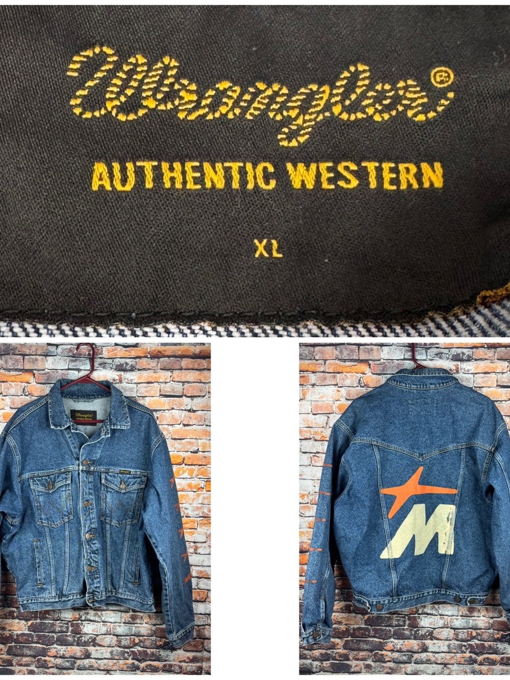 Vintage Wrangler Authentic Western x M Star Star Jean Trucker Blue Jacket XL
